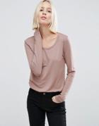 Asos T-shirt With Long Sleeve And Scoop Neck - Pink
