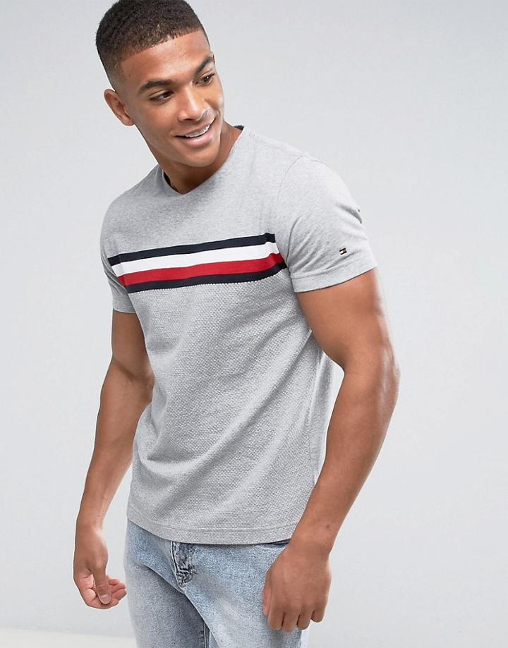 Tommy Hilfiger Lester T-shirt With Large Chest Stripe - Gray