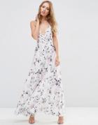 Asos Wrap Front Floral Pleated Maxi Dress - Multi