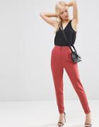Asos Tailored High Waisted Pants With Turn Up Detail - Dusky Berry
