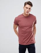 New Look T-shirt With Roll Sleeve In Red - Brown
