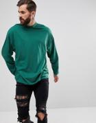 Asos Super Oversized Turtleneck T-shirt With Long Sleeves - Green