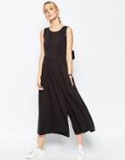 Asos Jumpsuit With Gathered Waist And Wide Leg - Black