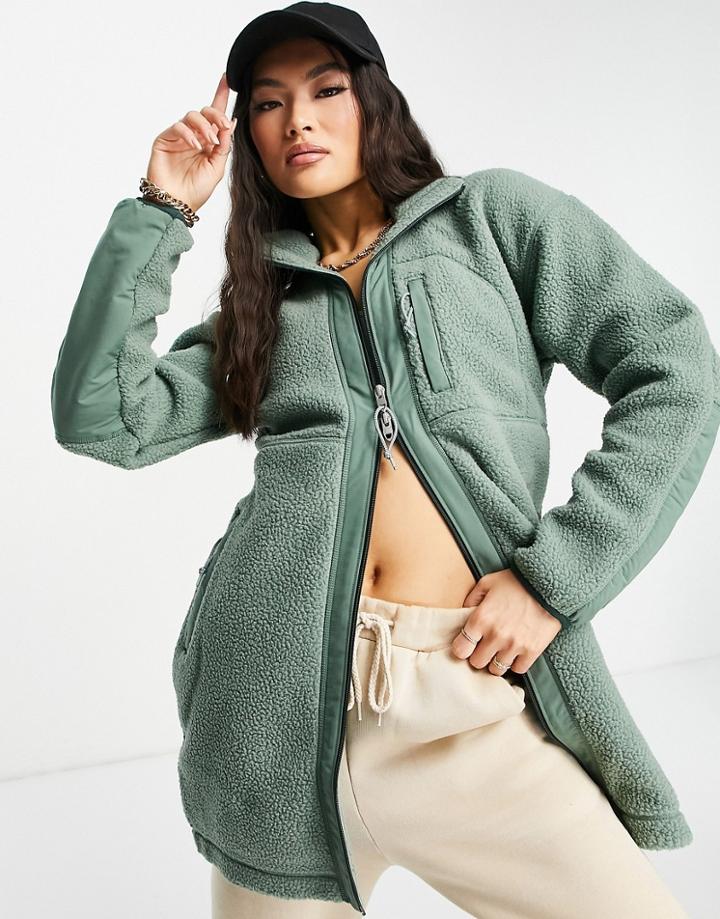 The North Face Cragmont Fleece Long Jacket In Khaki-green