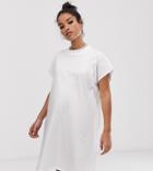 Asos Design Maternity Grown On Sleeve T-shirt Dress-white