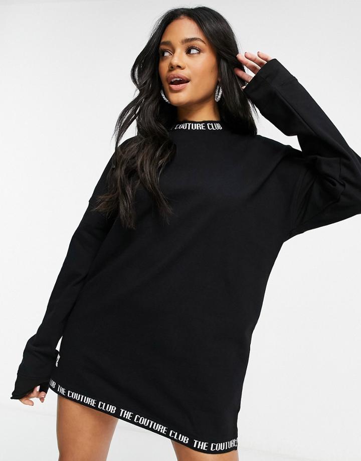 The Couture Club Oversized Sweatshirt Dress In Black