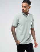 Fred Perry Slim Pique Polo Shirt Two Tone Tipped In Silver Blue - Blue