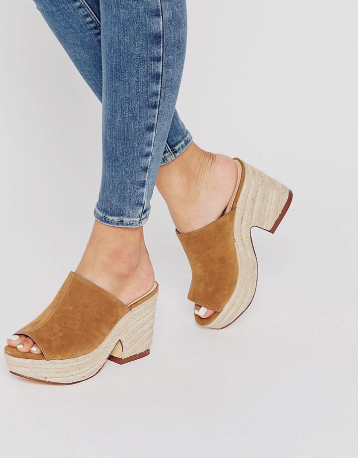 Truffle Collection Lenka Espadrille Platform Mules - Tan Mf