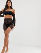 Asos Design Beach Legging Shorts In Jersey Fishnet Two-piece-black