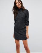 Jdy Metallic Roll Neck Dress - Black