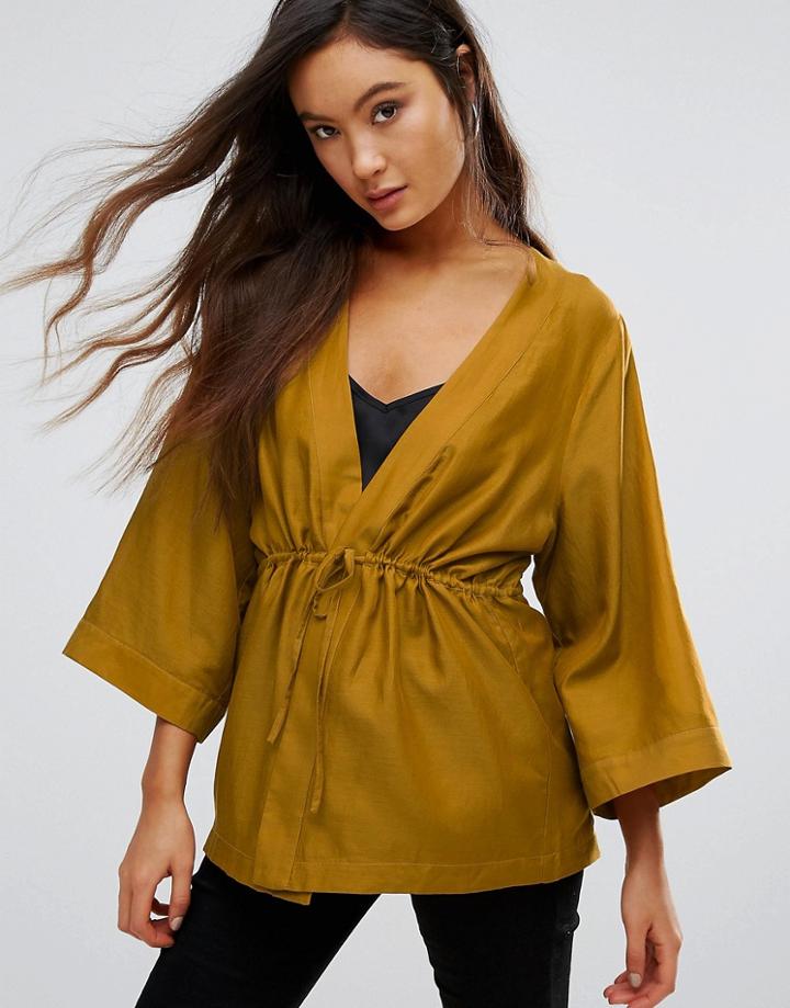 Gestuz Janet Silk Kimono Blouse - Green