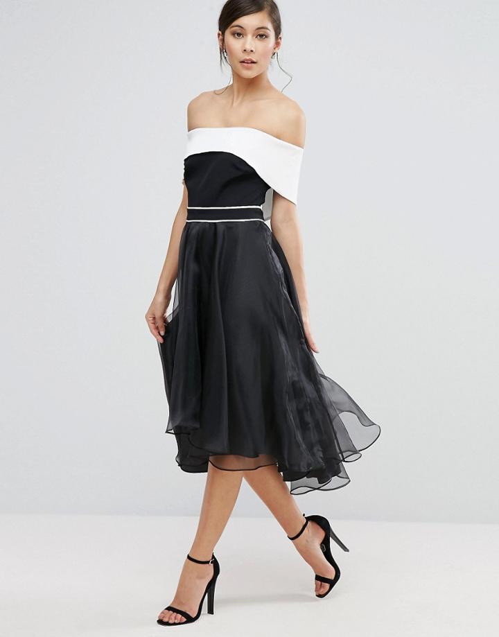 Coast Carvina Off Shoulder Dramatic Dress - Black