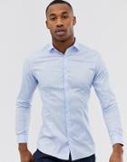 Jack & Jones Premium Slim Fit Stretch Smart Shirt In Blue - Blue