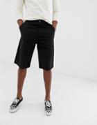 Asos Design Relaxed Longer Chino Shorts In Black - Black