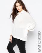 Asos Curve Oversize Blouse In Crinkle - Cream