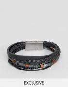 Seven London Leather & Beaded Bracelet In Black - Black