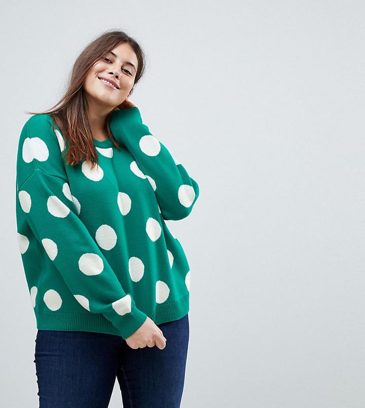 Asos Curve Sweater With Spots - Green