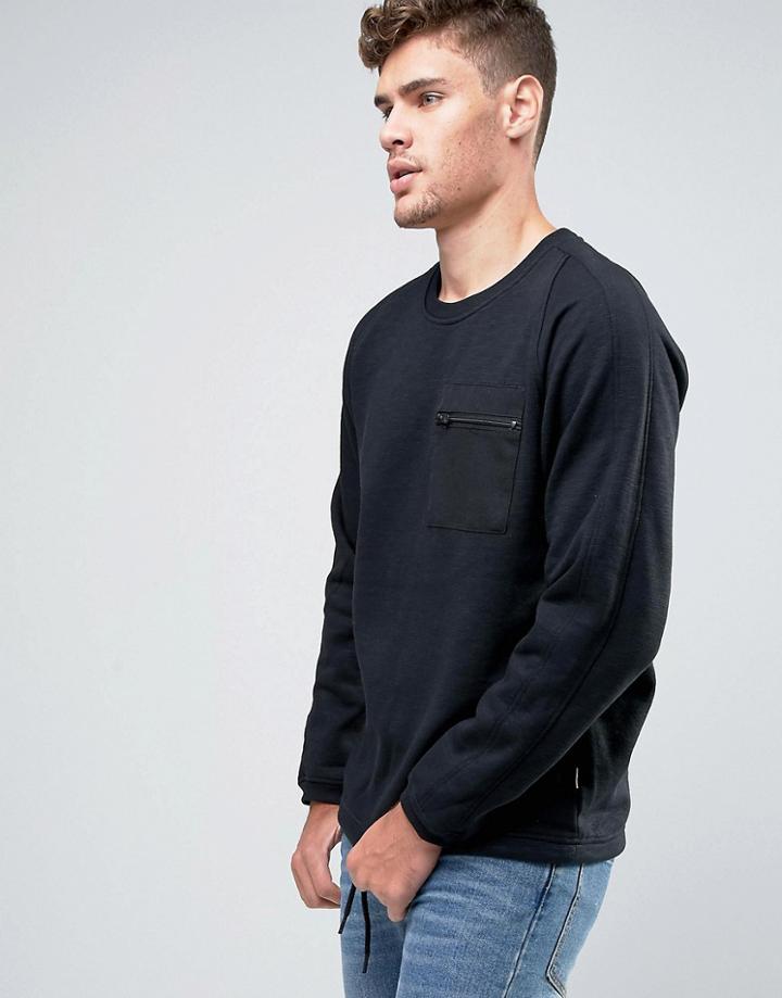 Jack & Jones Crew Neck Sweat With Pocket - Black