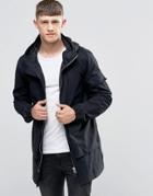 Bellfield Two Way Zip Parka With Drawstring Hood - Black