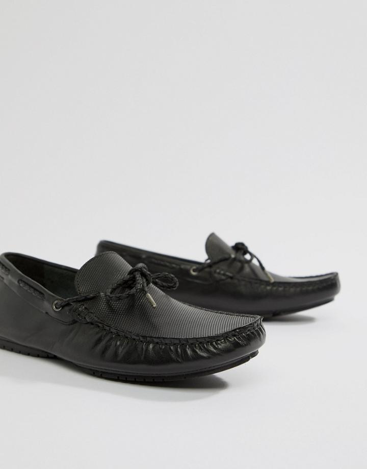 Dune Driving Shoes In Black Leather - Black