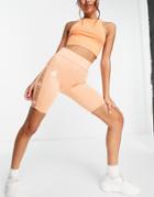 Kappa Logo Taping Legging Shorts In Peach-orange