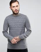 Asos Sweater With Horizontal Cable Yoke Placement - Gray