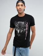 Hype T-shirt With Wolf Print - Black