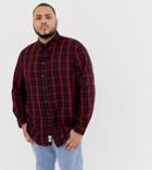 Duke King Size Long Sleeve Shirt In Brushed Check - Red