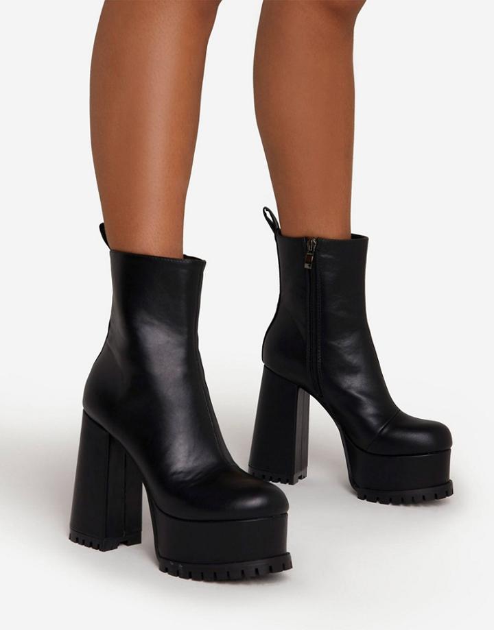 Ego Moni Super Platform Heel Boots In Black