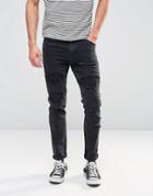 Asos Skinny Jeans With Rips In Black - Black