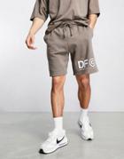 Asos Dark Future Relaxed Shorts With Logo Graphic Print In Chocolate Brown - Part Of A Set