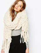 Pieces Chunky Knit Blanket Scarf - Whitecap Gray