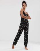 New Look Ditsy Pyjama Cami In Black Pattern - Black