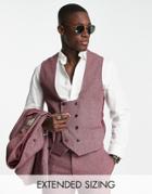 Asos Design Wedding Super Skinny Suit Vest With Micro Texture In Burgundy-red