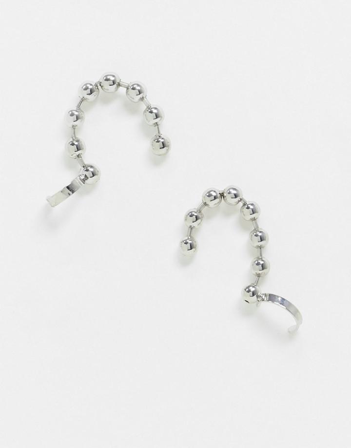 Uncommon Souls Ear Cuff In Silver Ball Chain