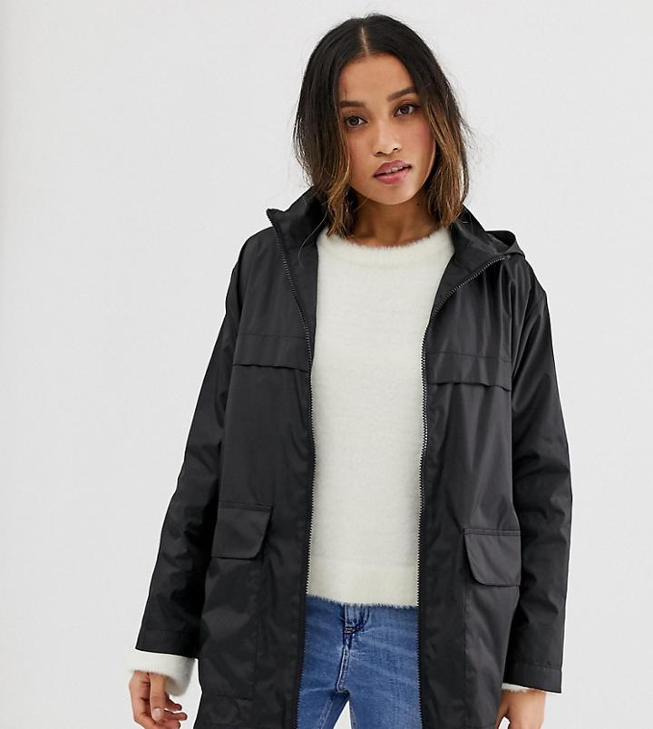 Asos Design Petite Pac A Mac Jacket-black