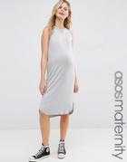 Asos Maternity Sleeveless Curved Hem T Shirt Dress - Gray