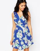 Iska Zip Front Floral Dress - Blue