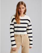 Bershka Stripe Cropped Sweater In Multi