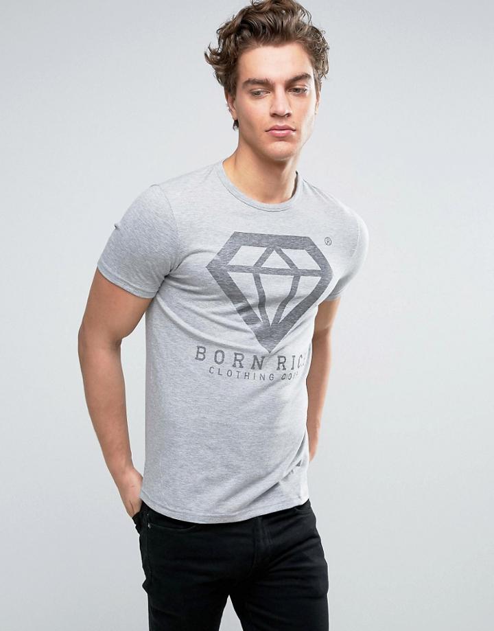 Born Rich Chest Logo T-shirt - Gray
