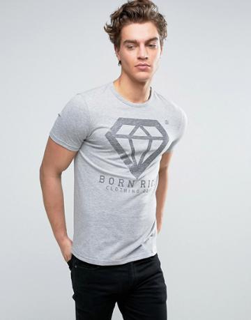 Born Rich Chest Logo T-shirt - Gray