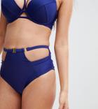 Wolf & Whistle Exclusive Strapping Detail Bikini Bottom-navy