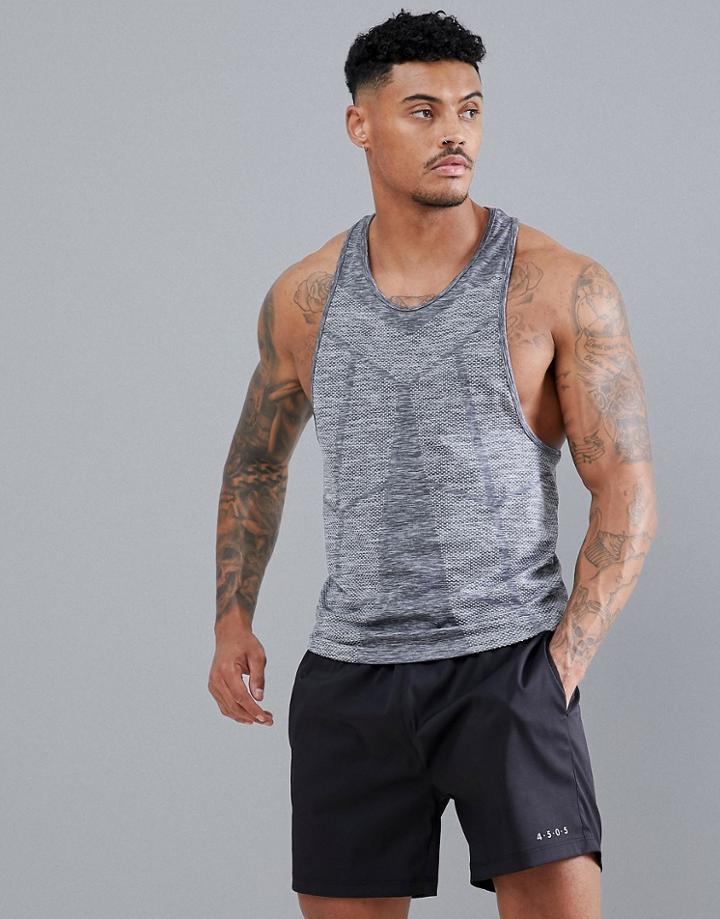 Asos 4505 Tank With Seamless Knit And Extreme Racer Back - Gray