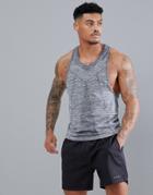 Asos 4505 Tank With Seamless Knit And Extreme Racer Back - Gray