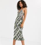 Asos Design Tall Maxi Dress With Cut Outs In Heavy Embellishment - Multi