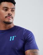 11 Degrees Muscle Fit T-shirt In Blue With Logo - Blue
