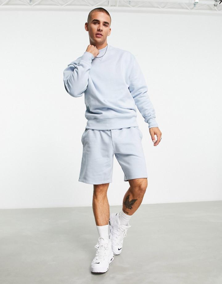 Asos Design Oversized Jersey Shorts With Pintucks In Blue - Part Of A Set