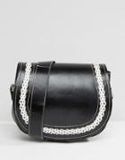 Park Lane Leather Cross Body Bag With Contrast Stitching - Black