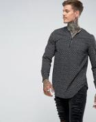 Asos Regular Fit V Neck Viscose Shirt With Tear Drop Print - Black