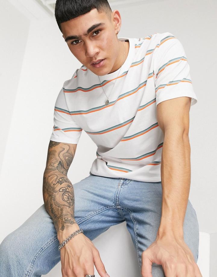 Only & Sons Stripe T-shirt In Turquoise-green